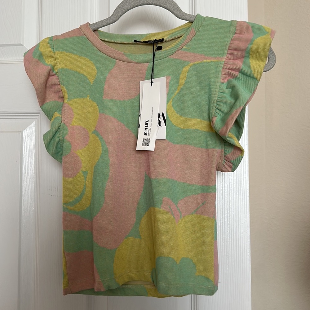 NWT ZARA RUFFLED JACQUARD TOP - Picture 10 of 14